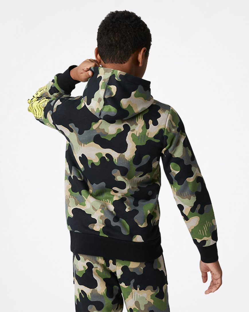 Moletom Com Capuz Converse Camo Pullover Menino Verde Oliva | PT C0P3847